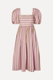 Stine Goya Blouson Sleeve Midi Dress Dress Wallpaper Stripes
