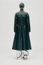Stine Goya Dropped Shoulder High Collar Coat Outerwear Dark Green
