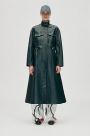 Stine Goya Dropped Shoulder High Collar Coat Outerwear Dark Green