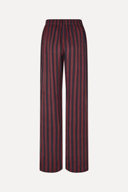 Stine Goya Elasticated Long Pants Pants Navy and Burgundy Wallpaper Stripes