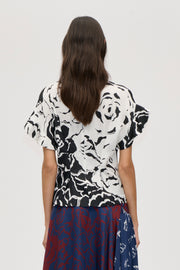 Stine Goya Frill Sleeve Pleated Top Top Graphic Rose