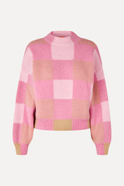 Stine Goya Gingham Check Sweater Knit Pink Gingham Check