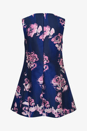 Stine Goya Kick Pleat Mini Dress Dress Blush Roses On Indigo