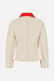 Stine Goya Peplum Collar Jacket Outerwear Natural / Contrast Red