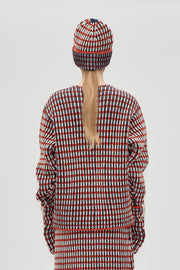 Stine Goya Plaited Cardigan with Pockets Knit Navy / Red / Cream
