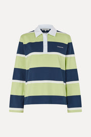Stine Goya Polo Long Sleeve Top Top Yellow and Navy Blue Stripes