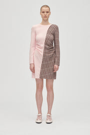 Stine Goya Ruched Waist Short Dress Dress Brown And Pink Checks