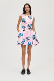 Stine Goya Statement Mini Dress Dress Blue Roses On Blush