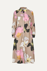 Stine Goya Waist Gather Shirt Midi Dress Dress Wild Flowers