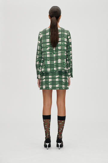 Stine Goya Asymmetric Gathered Ruffle Mini Skirt Skirt Checkered Wave