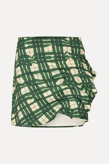Stine Goya Asymmetric Gathered Ruffle Mini Skirt Skirt Checkered Wave