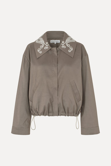 Stine Goya Blouson Eyelet Bomber Jacket Cherries On A Paisley