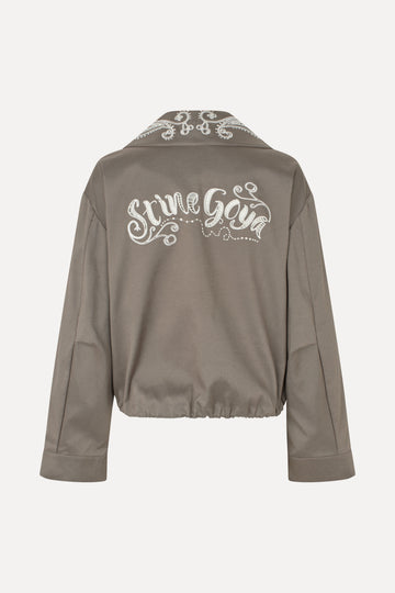 Stine Goya Blouson Eyelet Bomber Jacket Cherries On A Paisley