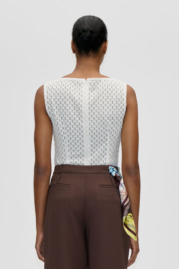 Stine Goya Boatneck Tank Top Top White Swan