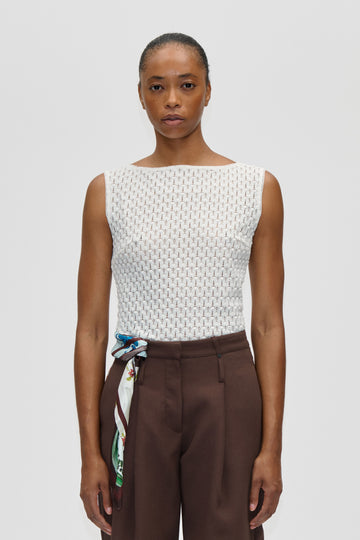 Stine Goya Boatneck Tank Top Top White Swan