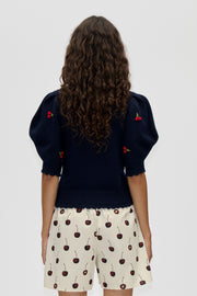 Stine Goya Bobble Knit Polo Cardigan Knit Cherries Bobble