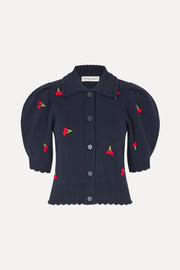 Stine Goya Bobble Knit Polo Cardigan Knit Cherries Bobble