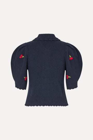 Stine Goya Bobble Knit Polo Cardigan Knit Cherries Bobble