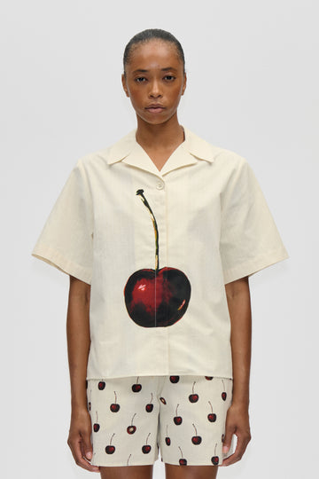 Stine Goya Bowling Collar Shirt Top Cherry