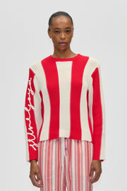 Stine Goya Boxy Motif Sweater Knit Equestrian Stripes
