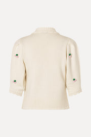 Stine Goya Bubble Knit Polo Cardigan Knit Vanilla