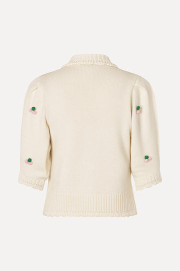 Stine Goya Bubble Knit Polo Cardigan Knit Vanilla