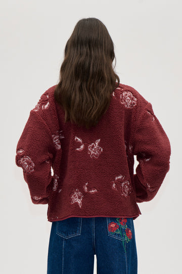 Stine Goya Casual Zipper Jacket Outerwear Sketch Of A Rose