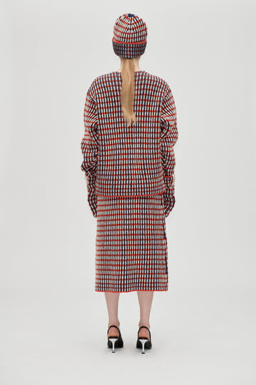 Stine Goya Chunky Rib Beanie Accessories Navy / Red / Cream