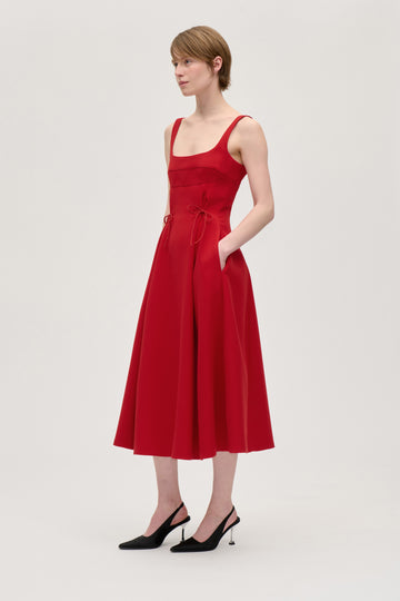 Stine Goya Corset Midi Dress Dress Ruby Red