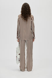 Stine Goya Elasticated Long Pants Pants Ivory Stripes