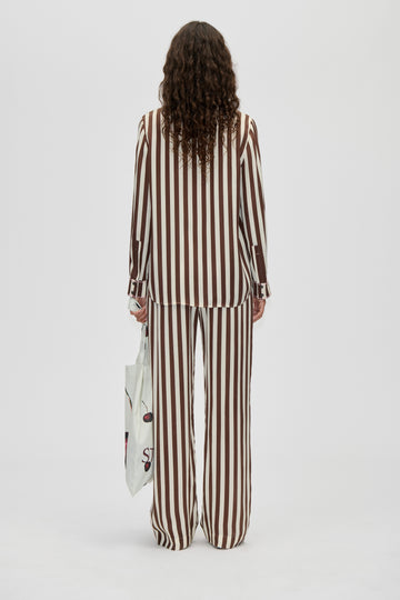 Stine Goya Elasticated Long Pants Pants Ivory Stripes
