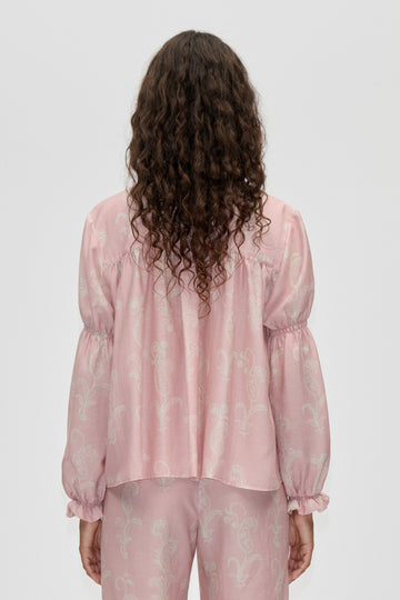 Stine Goya Elasticated Long Sleeve Top Top Cherries On A Paisley