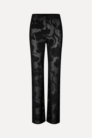 Stine Goya Elasticated Straight Long Pants Pants Black Petunias
