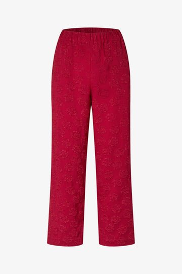 Stine Goya Elasticated Waistband Cropped Pants Pants Red Rose Relief