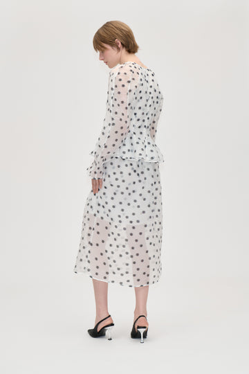 Stine Goya Elasticated Waistband Midi Skirt Skirt Flower Polka Dot
