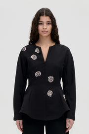 Stine Goya Flared Hem Zip-Up Top Top Pearl Of Order