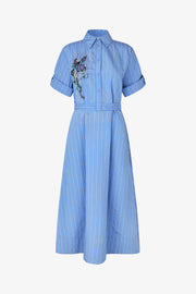Stine Goya Folded Sleeve Chemisier Dress Beacon Stripes Embellishment