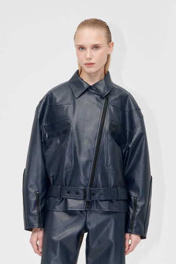 Stine Goya Hybrid Biker Jacket Jacket Midnight Stripes