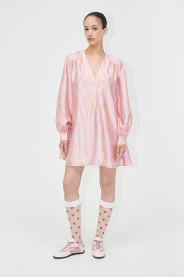 Stine Goya Kimono Mini Dress Dress Rose Pinstripe