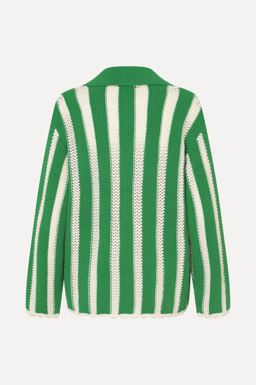 Stine Goya Knit Collar Cardigan Knit Green Stripes