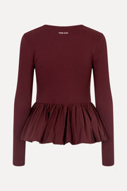 Stine Goya Long Sleeve Balloon Top Top Tawny Port