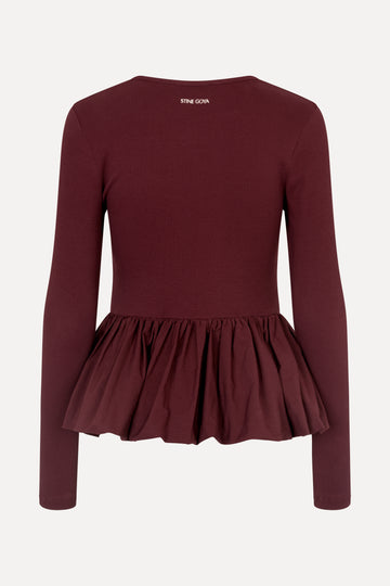 Stine Goya Long Sleeve Balloon Top Top Tawny Port