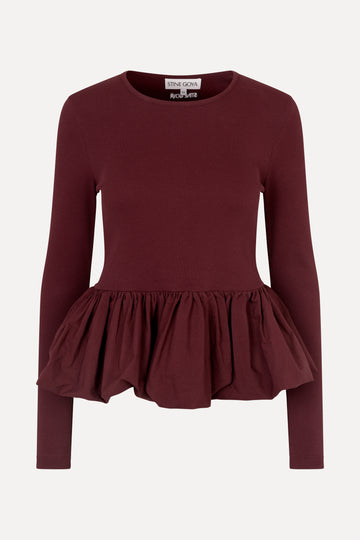 Stine Goya Long Sleeve Balloon Top Top Tawny Port