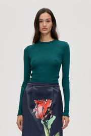 Stine Goya Long Sleeve Crewneck Top Jade Green