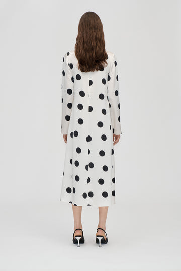 Stine Goya Long Sleeve Midi Dress Dress Black Dots