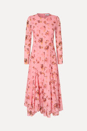Stine Goya Long Sleeve Ruffling Midi Dress Dress Pink Magnolias
