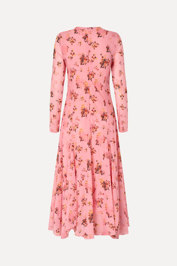 Stine Goya Long Sleeve Ruffling Midi Dress Dress Pink Magnolias