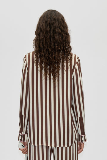 Stine Goya Long Sleeve Shirt Top Ivory Stripes