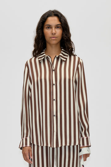 Stine Goya Long Sleeve Shirt Top Ivory Stripes