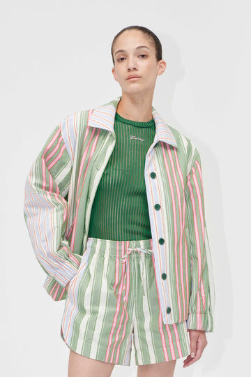 Stine Goya Oversized Utility Workwear Jacket Jacket Forest Stripe